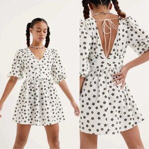 NEW For Love and Lemons Connie Mini Dress FLORAL TEXTURED SIZE S